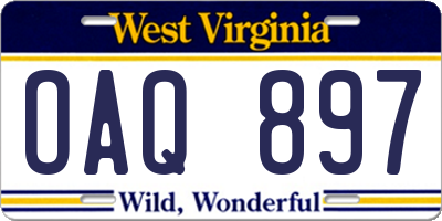 WV license plate OAQ897