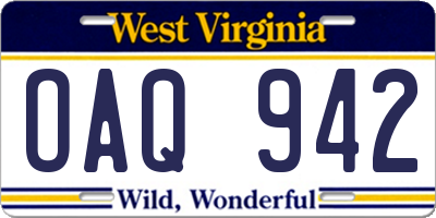 WV license plate OAQ942