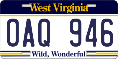 WV license plate OAQ946