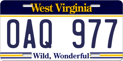 WV license plate OAQ977