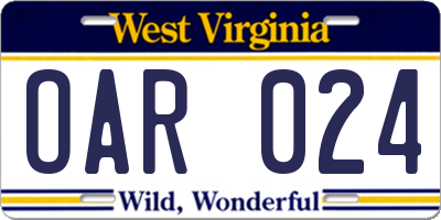 WV license plate OAR024