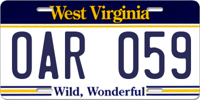WV license plate OAR059