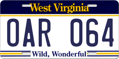WV license plate OAR064