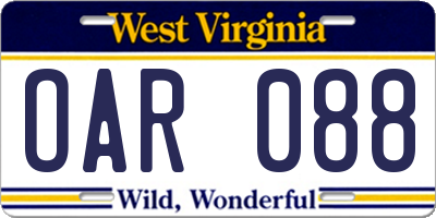 WV license plate OAR088