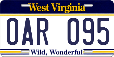 WV license plate OAR095