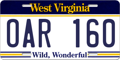WV license plate OAR160