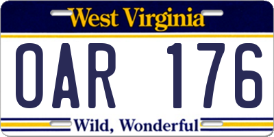 WV license plate OAR176