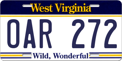 WV license plate OAR272