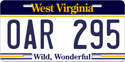 WV license plate OAR295