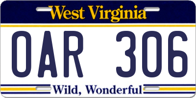 WV license plate OAR306