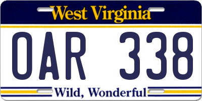 WV license plate OAR338