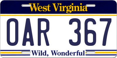 WV license plate OAR367