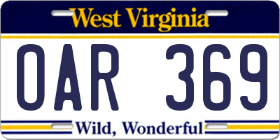 WV license plate OAR369
