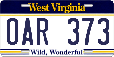 WV license plate OAR373