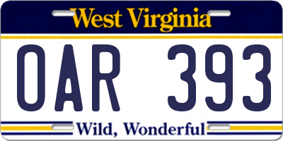 WV license plate OAR393
