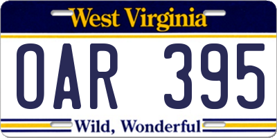 WV license plate OAR395