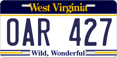 WV license plate OAR427