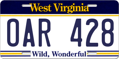 WV license plate OAR428