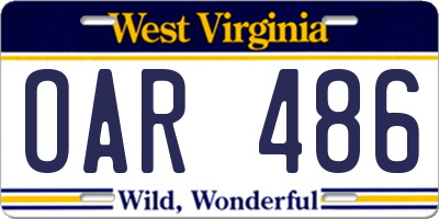 WV license plate OAR486