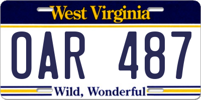 WV license plate OAR487