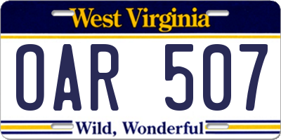 WV license plate OAR507