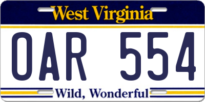 WV license plate OAR554
