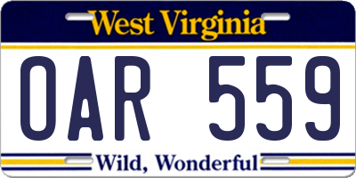 WV license plate OAR559