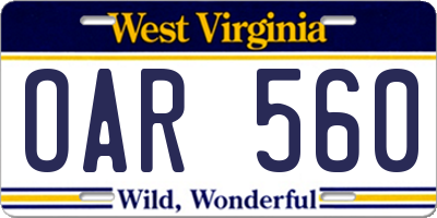 WV license plate OAR560