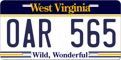 WV license plate OAR565