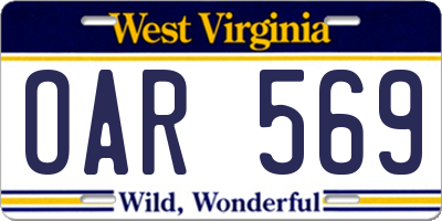 WV license plate OAR569