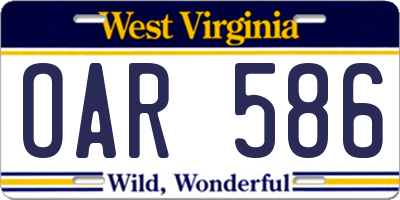 WV license plate OAR586