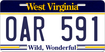 WV license plate OAR591