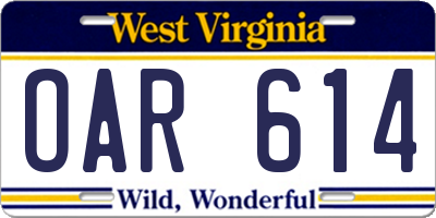 WV license plate OAR614