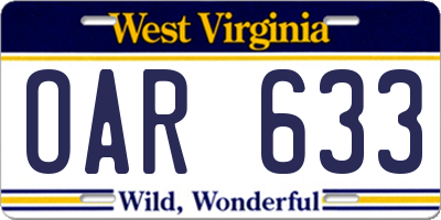 WV license plate OAR633