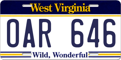 WV license plate OAR646