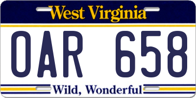 WV license plate OAR658