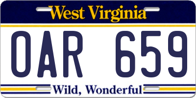 WV license plate OAR659