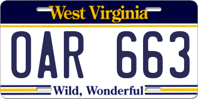 WV license plate OAR663
