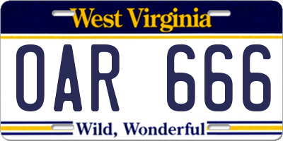 WV license plate OAR666