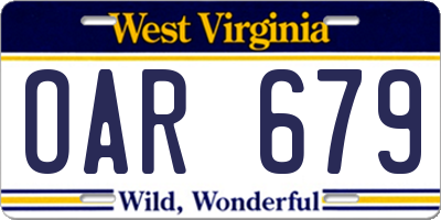 WV license plate OAR679