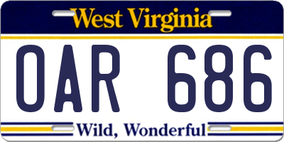 WV license plate OAR686
