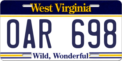 WV license plate OAR698
