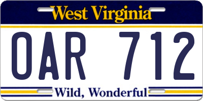 WV license plate OAR712