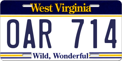 WV license plate OAR714