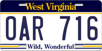 WV license plate OAR716