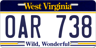 WV license plate OAR738