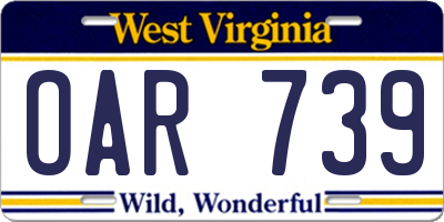 WV license plate OAR739