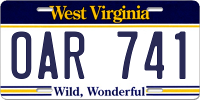 WV license plate OAR741