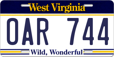 WV license plate OAR744