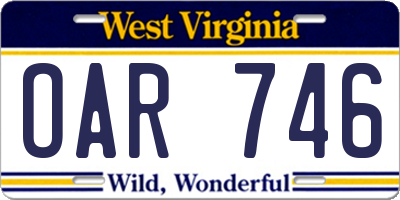 WV license plate OAR746